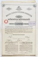 Budapest 1899. "Magyar Jelzálog-Hitelbank 3 1/2% községi kötelező bemutatóra" 500Fr-ról szelvényekkel T:II