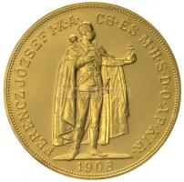 1908KB. 100K Au "Ferencz József" (33.92g/0.900) utánveret T:1- Austro-Hungarian monarchy 1908. 100 Korona Au "Franz Joseph" Kremnitz (33.92g/0.900) restrike C:AU Adamo K10