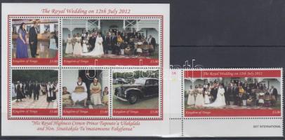 Royal wedding corner stamp + mini sheet, Királyi esküvő ívsarki bélyeg + kisív