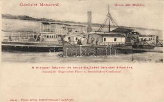 Mohács, MFTR hajókikötő; kiadja Weiser Miksa