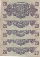 1944. 20P "V.H." (5x) egymásutáni sorszámokkal, benne elcsúszások T:I