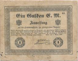 1849. 1Ft "Almássy" ezüst pénz T:III-,IV