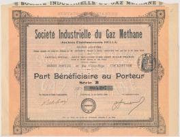 Franciaország / Courbevoie 1909. Société Industrielle du Gaz Methane metángáz cég, részvény szelvényekkel T:II France / Courbevoie 1909. Société SOutillage Mécanique Et DUsinage DArtillerie methane gas company share with coupons C:XF