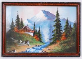 Jelzés nélkül: Ideális panoráma. Gouache, karton, üvegezett antik keretben, 21×33 cm