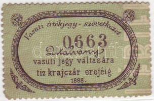 1888. Vasúti értékjegyszövetkezet utalvány 10Kr T:I RR!!