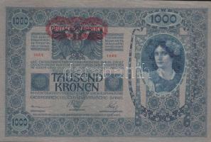 1902. 1000K osztrák oldalon vízszintes "Deutschösterreich" felülnyomással T:II (hajtatlan)