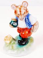 Herendi mézet cipelő maci, kézzel festett, jelzett (Cca 1930), hibátlan, m:14 cm/ Handpainted Herend porcelain bear