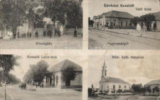 Kecel, Községháza, nagyvendéglő, Vető üzlet, Kossuth Lajos utca, Római katolikus templom (EK)