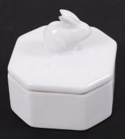 Herendi porcelán nyolcszög alakú nyuszis ékszertartó, jelzett, 5x5x3 cm