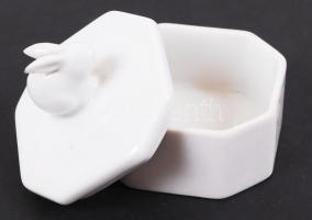 Herendi porcelán nyolcszög alakú nyuszis ékszertartó, jelzett, 5x5x3 cm