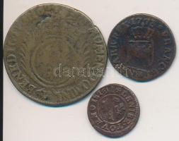 Franciaország / Dombes 1651. Denier Tournois Cu "Gaston d'Orleans" + Franciaország 17...