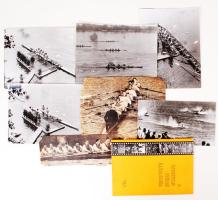 Vegyes fotó tétel: cca 1970 Evezős bajnokságok fotói (5 db), újságkivágások, A Sportfilmstúdió katalógusa.