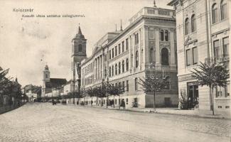 Kolozsvár, Kossuth utca, unitárius kollégium / street, college (EK)