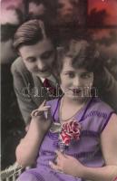 9 db régi motívumlap: katonai, romantikus párok, üdvözlőlap, virág motívumlap / 9 motive cards: sold...