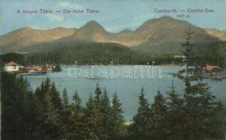 5 db régi Tátra képeslap / 5 Tatra postcards: Csorba-tó (2), Tátralomnic (2), Halas-tó