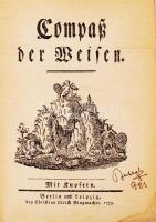Vere, Ketmia: Der Compaß der Weisen. (Geheime Wissenschaften XXI) Berlin-Leipzig, 1779, Christian Ul...