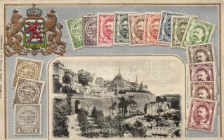 Luxembourg. Set of stamps with coat of arms. Artist Atelier H. Guggenheim & Co. No. 7988. Emb. silver litho (EK)