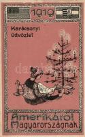 1919 Karácsonyi üdvözlet Amerikáról Magyarországnak / Hungarian military Christmas greeting card from the USA (non PC) (EK)