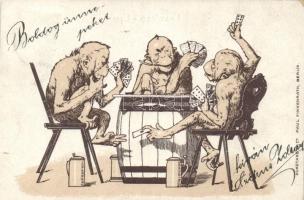 1899 Monkeys, playing card Kunstanstalt Paul Finkenrath (cut)