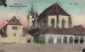 Szászsebes, Evangélikus templom, Ferdinand Ehrlich üzlete / church, shop