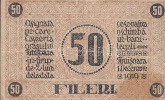 Temesvár 1919. december 1. 50f román nyelvű városi szükségpénz T:III
Adamo TEM-2.3