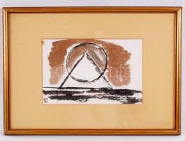 Borsos Miklós (1906-1990): A végtelen. Akvarell, papír, jelzett, üvegezett keretben, 16×24 cm