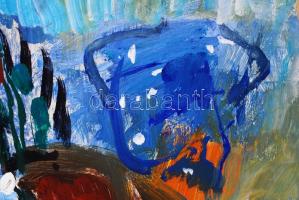 Mattioni Eszter (1902-1993): Leány pártában. Olaj, farost, jelzett, keretben, 58×48 cm