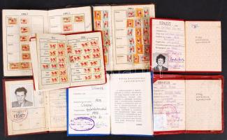 1953-1974 Vegyes okmány tétel: MSZMP, MDP,  szakszervezeti, Magyar Természetbarát Szövetség tagsági könyvek, 7 db.