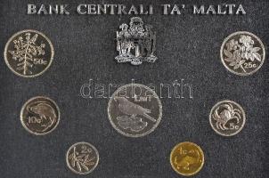 Málta 1986. 1c - 1L 7db klf proof szett eredeti díszkiadásban T:PP Malta 1986. 1 cent - 1 Lira 7 different Proof set in original case and packing C:PP Krause PS11