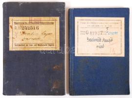 1936-1949 Vas- és Fémipari dolgozók Szakszervezete tagsági könyv, 2 db.
