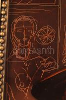 Herpai Zoltán (1951-2011): A kalapos művész. Olaj, farost, jelzett, keretben, 40×30 cm