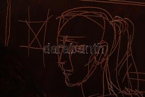 Herpai Zoltán (1951-2011): A kalapos művész. Olaj, farost, jelzett, keretben, 40×30 cm