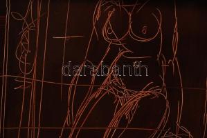 Herpai Zoltán (1951-2011): A kalapos művész. Olaj, farost, jelzett, keretben, 40×30 cm