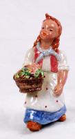 H. Ráhmer Mária (1911-1998): Kislány virág kosárral. Festett, mázas kerámia, nagyon apró mázhibával, jelzett, m:23 cm