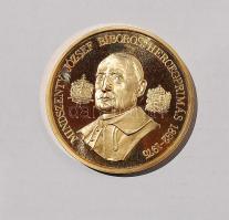 1991. "Mindszenty bíboros" nagyalakú piefort aranyozott Br plakett T:PP