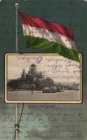 Esztergom, zászló / flag litho