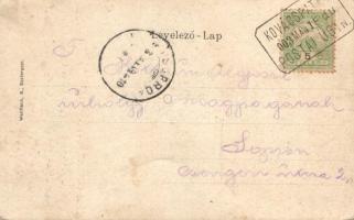 Esztergom, zászló / flag litho