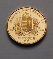 1989. "1956.okt.23." nagyalakú piefort aranyozott Br plakett T:PP