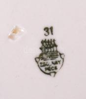 Zsolnay gésákat ábrázoló készlet, matricás, jelzett, hibátlan, összesen: 7 db, d:23 cm, d:14 cm