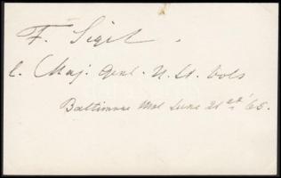 1865 Franz Sigel (1824-1902): 1848-as német szabadságharcos, később amerikai tábornok és politikus saját kézzel írt álírása kártyán / 1865 Autograph signature of 1848 freedom fighter, Union major general, politican Franz Sigel on card