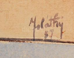 Joláthy Attila (1927-1998): Franciaországi akvarellek. Akvarell, papír, jelzett, paszpartuzott, 4db,...