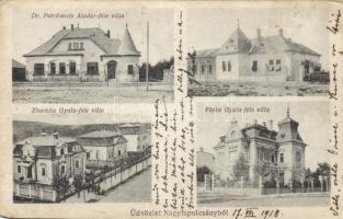 Nagytapolcsány, a Dr. Petrikovits-, a Zhorella- és a Finka-villa; kiadja Platzko Gyula / villas (Rb)