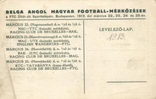 1913 Húsvéti üdvözlet a Ferencvárosból, Racing Club de Bruxelles; ifj. Kellner Ernő kiadása (EB)