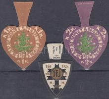 Gomblyuk kitűzők: 2 db karácsony + 1 db Ferenc József halála