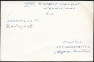 1973. május 20. Színészek-Újságírók labdarúgó mérkőzés, Logodi László saját kezű dedikálásával