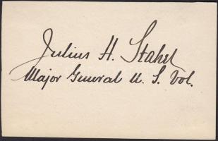 cca 1860 Autograph of Julius Stahel Union general in the American Civil War owner of the Medal of Honor, cca 1860 Julius Stahel (Számvald Gyula) (1827-1912) 1848-as szabadságharcos, később amerikai tábornok és főkonzul saját kézzel írt aláírása