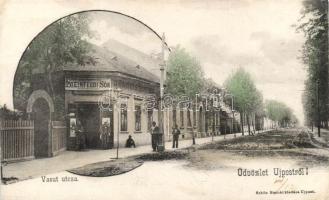 Budapest IV. Újpest, Vasúti utca, Steinfeldi sörcsarnok; Schön Bernát kiadása (r)