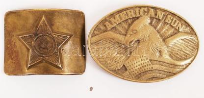 Vörös csillagos réz övcsat+ "American sun" réz övcsat, 7×5 cm, 6×9 cm