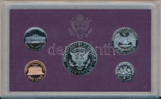 Amerikai Egyesült Államok 1992S 1d, 1c, 5c, 1/4$, 1/2$ "Kennedy" 5klf dísztokban Proof sze...