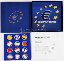 Euro gyűjtemény 1999-2003. 12db 1 Euro érme mind klf országból CuNi/multicolor eredeti dobozban, tan...